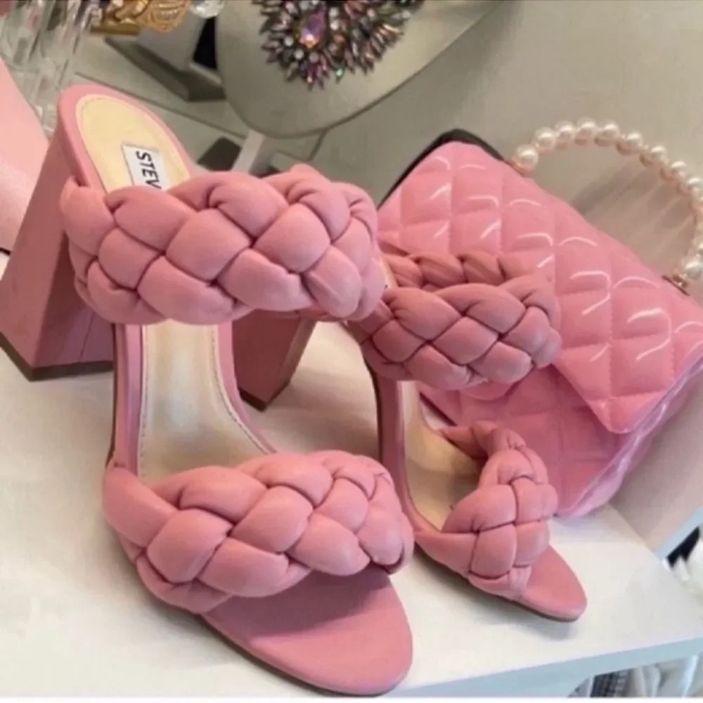 Pink Braided Women's Steve Madden Sandals #6